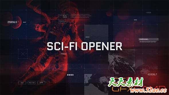 AE模板-科技感图片介绍片头 Sci-Fi Opener – Hi-Tech Slideshow – Futuristic Film Credits – HUD Elements – Space Science-天天素材网