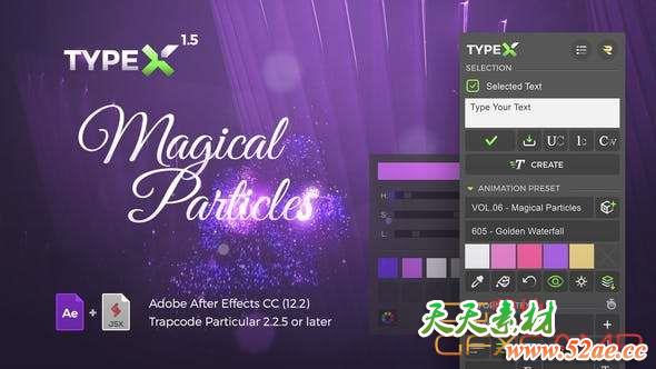 AE模板+脚本：魔法圣诞节粒子文字标题动画 TypeX Magical Particles Pack V1.5.53-天天素材网