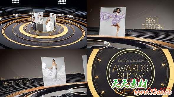 AE模板-三维舞台颁奖典礼人物介绍片头 Golden Awards Promo-天天素材网