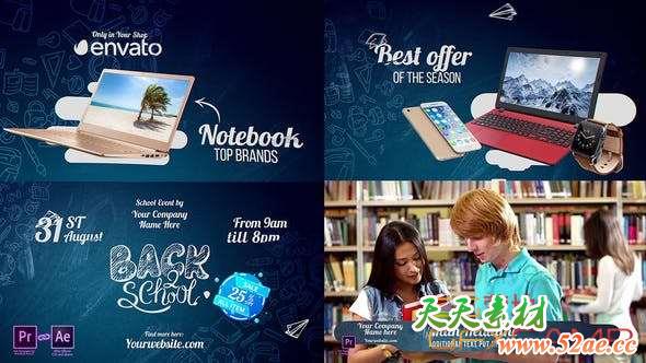 AE模板-学校元素视频包装片头 Back2School Broadcast Pack-天天素材网