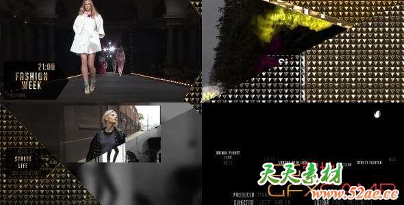 AE模板-金银色时尚奢华文字标题包装片头 Gold Broadcast Package-天天素材网