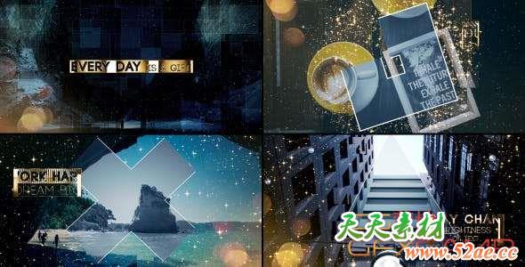 AE模板-金银色粒子文字幻灯片开场 Gold & Silver Slideshow-天天素材网