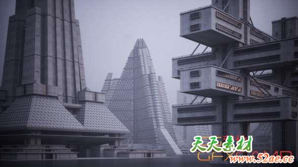 未来科幻楼房建筑3D模型 Kitbash3D – Brutalist (C4D/MAX/MA/OBJ/FBX格式)-天天素材网