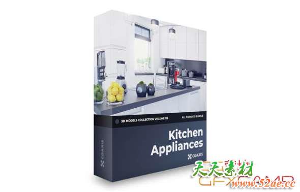 厨房水壶烤箱微波炉咖啡机工具3D模型 CGAxis – Kitchen Appliances 3D Models Collection – Volume 116 (C4D/MAX/FBX/OBJ等格式)-天天素材网