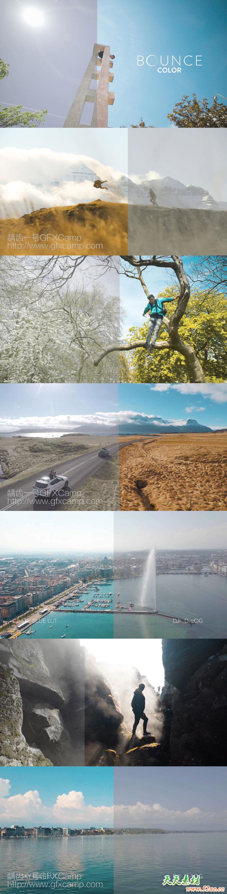 10个大疆/GH5/GoPro/Sony风景旅拍vlog蓝天空LUTS视频调色预设-天天素材网