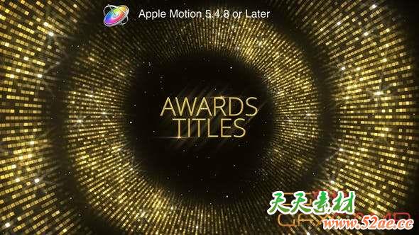 FCPX模板插件:环形金色粒子背景文字标题颁奖片头 Awards Titles-天天素材网