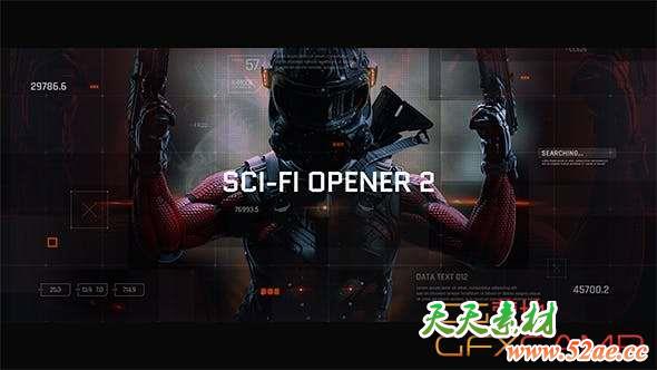 AE模板-未来科技感游戏电影图片视频开场 Sci-Fi Opener – Hi-Tech Slideshow – Futuristic Film Credits –  HUD Elements – Space Science-天天素材网
