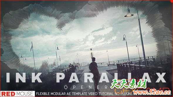 AE模板-水墨遮罩视差图片开场 Ink Parallax Opener-天天素材网
