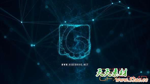 AE模板-点线汇聚形成Logo文字动画 Plexus Logo Reveal-天天素材网