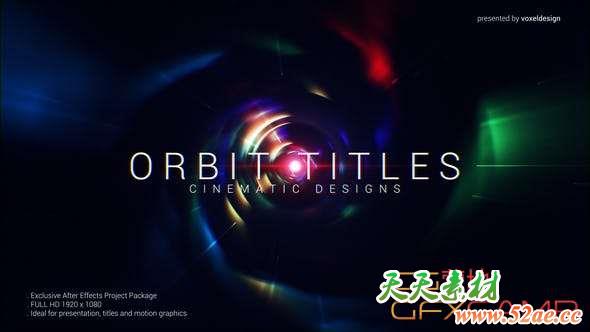 AE模板-大气旋转光线背景文字片头 Orbit Cinematic Titles-天天素材网