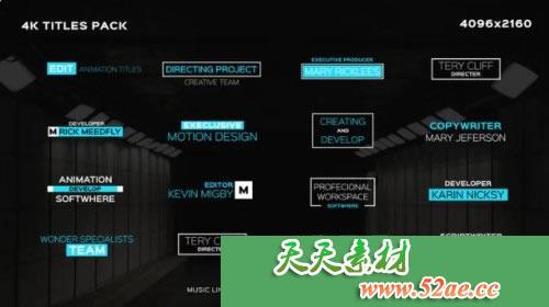 PR模板 4k标题 文字标题动画视频片头模板 4k titles-天天素材网