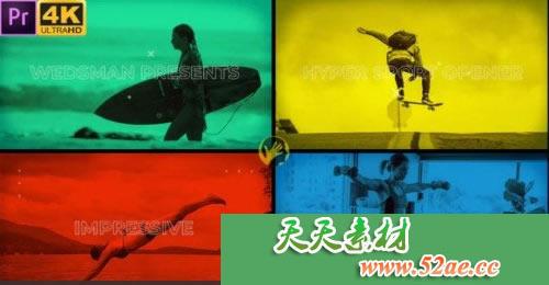 PR模板 旅游日记电子相册视频片头模板Hyper Sport Opener (4K)-天天素材网