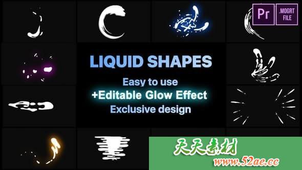 PR模板 动态液体形状 动画特效开场视频 Dynamic Liquid Shapes-天天素材网
