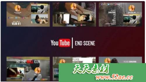 PR模板下载 网络视频片尾视频模板下载 Youtube End Scene-天天素材网