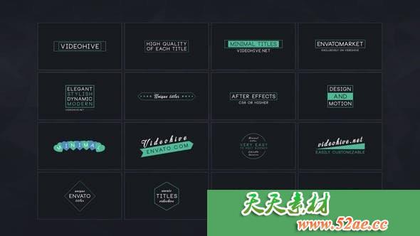 PR模板 最小文字标题动画视频模板 16 Minimal titles-天天素材网