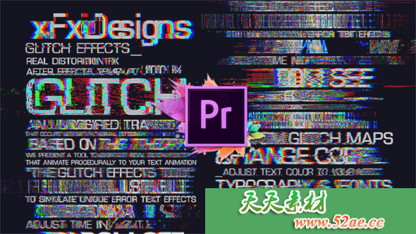 PR模板下载 Premiere Pro的30个小故障科技感文本预设| Mogrt 视频模板-天天素材网