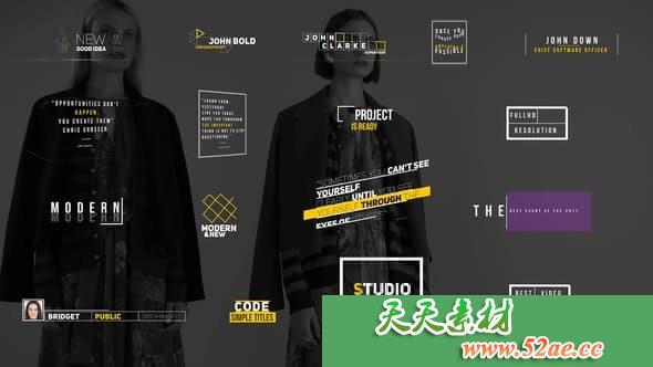 PR模板 现代文字标题动画视频片头模板下载 Modern titles-天天素材网