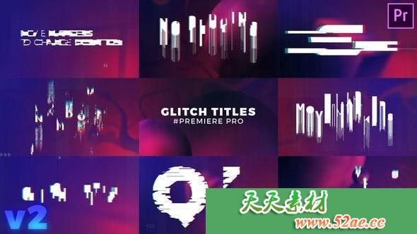PR模板下载 小故障标题序列 Glitch titles Sequence Mogrt-天天素材网