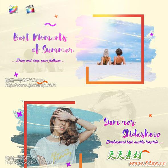 FCPX模板插件-旅游照片相册幻灯片图片开场片头-天天素材网