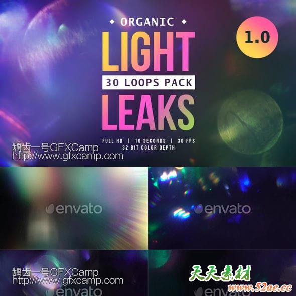 30组镜头折射唯美梦幻光效叠加视频素材-天天素材网