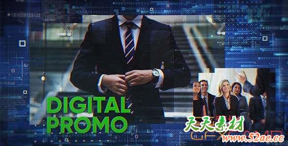 AE模板-科技感像素撕裂宣传片头 Digital Promo-天天素材网