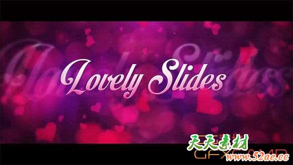 AE模板-浪漫爱心照片相册情侣爱情片头 Lovely Slides-天天素材网