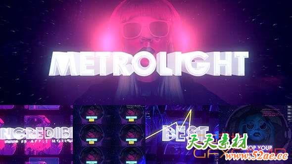 Apple Motion/FCPX模板插件-夜店视频宣传包装片头 Metrolight 2-天天素材网