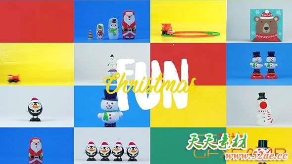 Apple Motion/FCPX模板插件-卡通可爱有趣圣诞节片头 Christmas Fun-天天素材网