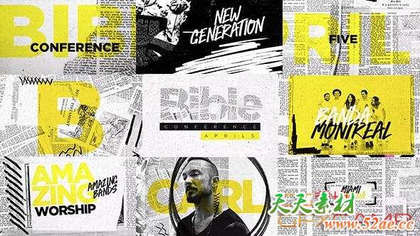 Apple Motion/FCPX模板插件-纸张文字侦察记录片头 Bible Conference-天天素材网