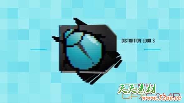 Apple Motion/FCPX模板插件-像素撕裂Logo动画 Distortion Logo 3-天天素材网