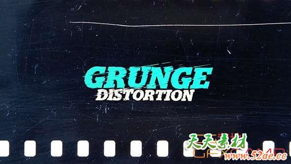 Apple Motion/FCPX模板插件-动感划痕扭曲宣传片头 Grunge Distortion-天天素材网