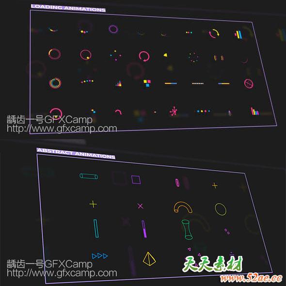 AE模板-300组扁平化基本图形创意MG动画小元素-天天素材网