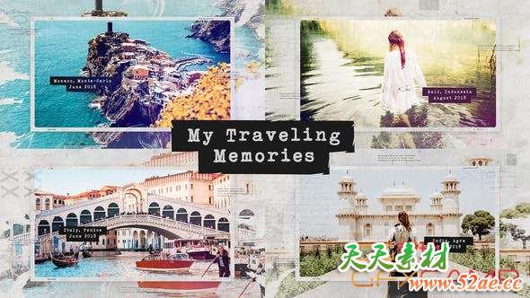 AE模板-家庭旅游照片相册片头 Traveling Memories – Journey Photo Album – Family and Friends – Adventure Slideshow-天天素材网