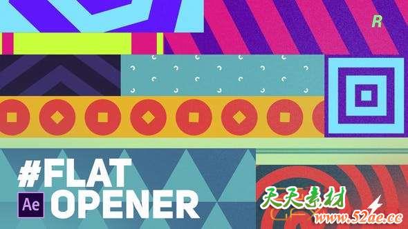 AE模板-扁平化图形创意MG动画片头 Flat Opener-天天素材网