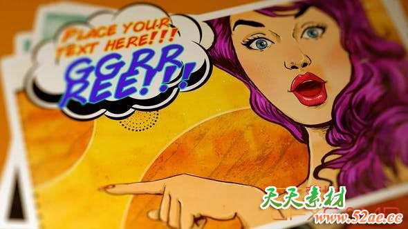 AE模板-卡通漫画镜头相册片头 Comic Slide-天天素材网