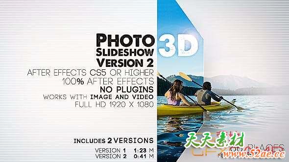 AE模板-三维风格照片展示动画 Photo Slideshow 3D Version 2-天天素材网