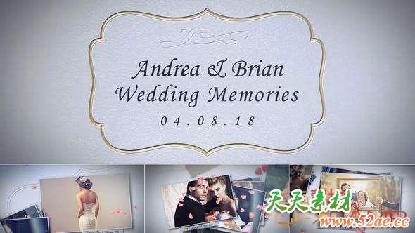 AE模板-玫瑰花瓣婚礼照片相册片头 Wedding Memories-天天素材网
