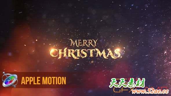 FCPX模板插件-雪花粒子圣诞节文字标题片头 Christmas Wishes Apple Motion-天天素材网