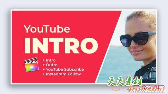 FCPX模板插件-网络视频直播宣传包装动画片头 YouTube Intro-天天素材网