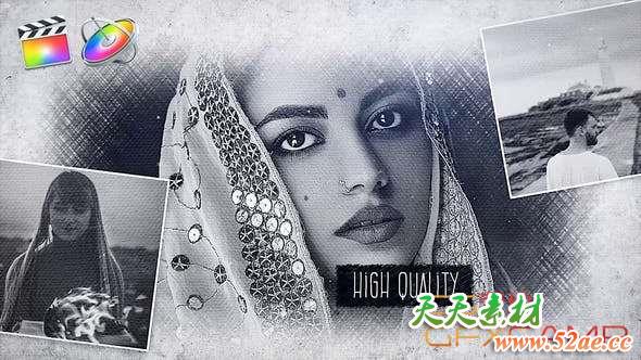 FCPX模板插件-手绘素描回忆照片相册片头 Memory Sketch-天天素材网