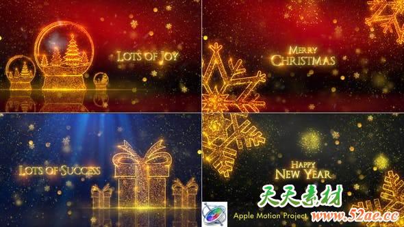 Apple Motion+FCPX模板-圣诞节片头动画 Christmas-天天素材网