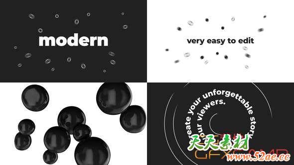 AE模板-黑白文字时尚快闪片头 Modern Stomp Opener-天天素材网