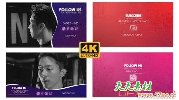 AE模板-人物介绍网络宣传包装 Social Outro – Follow Pack-天天素材网