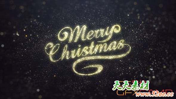 金色粒子背景圣诞节视频素材 Gold Merry Christmas Greeting-天天素材网