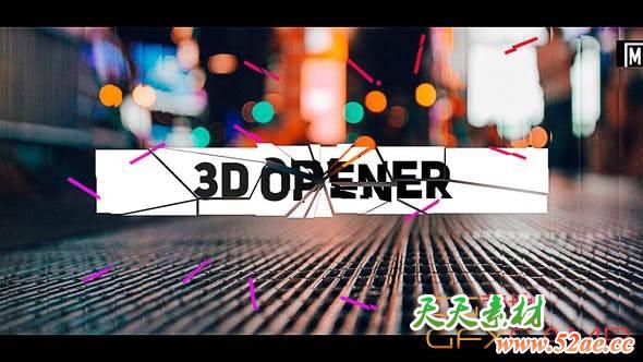 AE模板-三维破碎文字视差图片快闪片头 Stomp 3D Opener-天天素材网