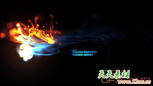AE模板-火焰粒子流动文字标题片头 Fire Opening Titles-天天素材网