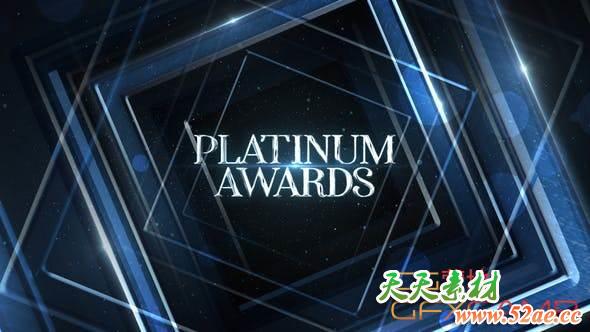 AE模板-冷色调优雅奢华颁奖宣传包装片头 Platinum Awards-天天素材网