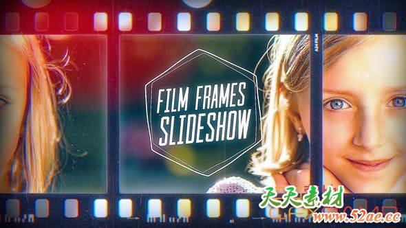 AE模板-浪漫电影胶片照片相册爱情片头 Film Frames Slideshow-天天素材网