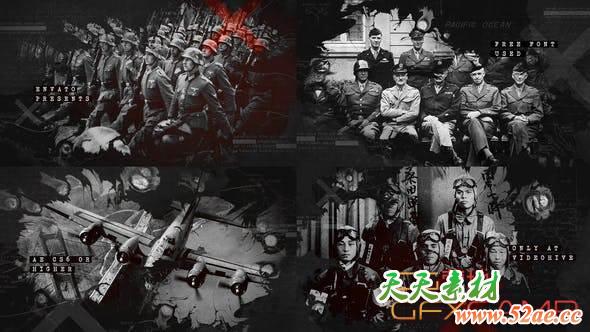 AE模板-水墨散开遮罩历史图片开场 Ink Bleed History Opener – World War Credits – Significant Events of Past – Old Retro Chronicle-天天素材网
