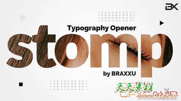 AE模板-文字排版快闪片头 Typography Stomp Opener-天天素材网